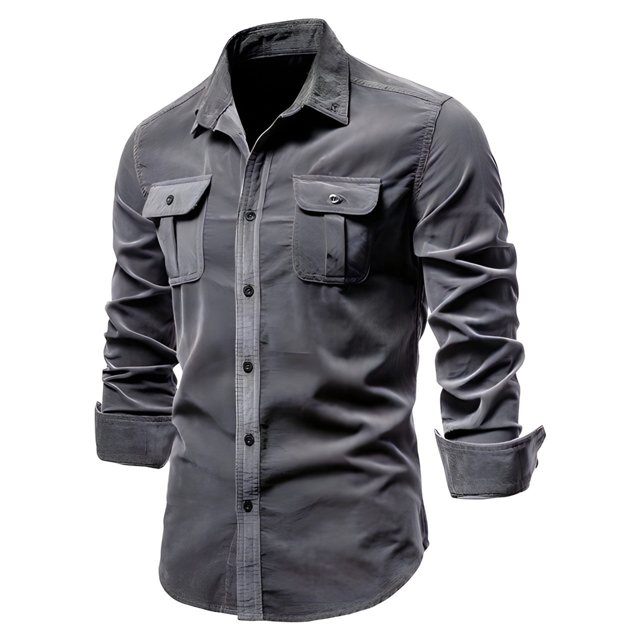 Heren Overhemd – Slim Fit – Ademende Stof – Lange Mouw – Twee Borstzakken