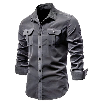 Heren Overhemd – Slim Fit – Ademende Stof – Lange Mouw – Twee Borstzakken