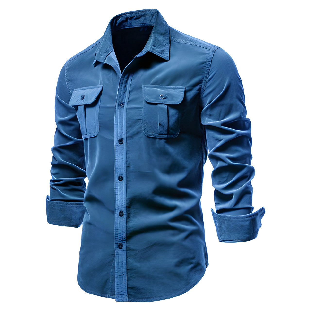 Heren Overhemd – Slim Fit – Ademende Stof – Lange Mouw – Twee Borstzakken
