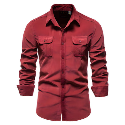 Heren Overhemd – Slim Fit – Ademende Stof – Lange Mouw – Twee Borstzakken