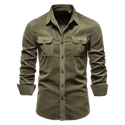 Heren Overhemd – Slim Fit – Ademende Stof – Lange Mouw – Twee Borstzakken