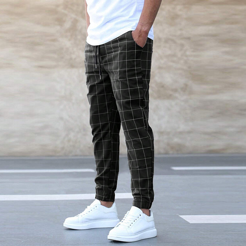 Heren Joggingbroek – Slim Fit – Ademende Stof – Ruitpatroon – Elastische Boorden