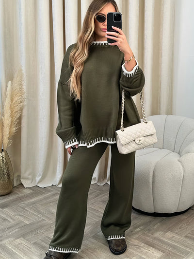 Dames trui – Oversized pasvorm – Zacht gebreid – Ronde hals – Lange mouwen – Zijslitten