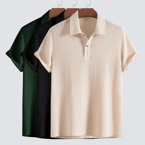 Heren Poloshirt – Regular Fit – Zachte Textuur – Korte Mouwen – Ademend Breisel
