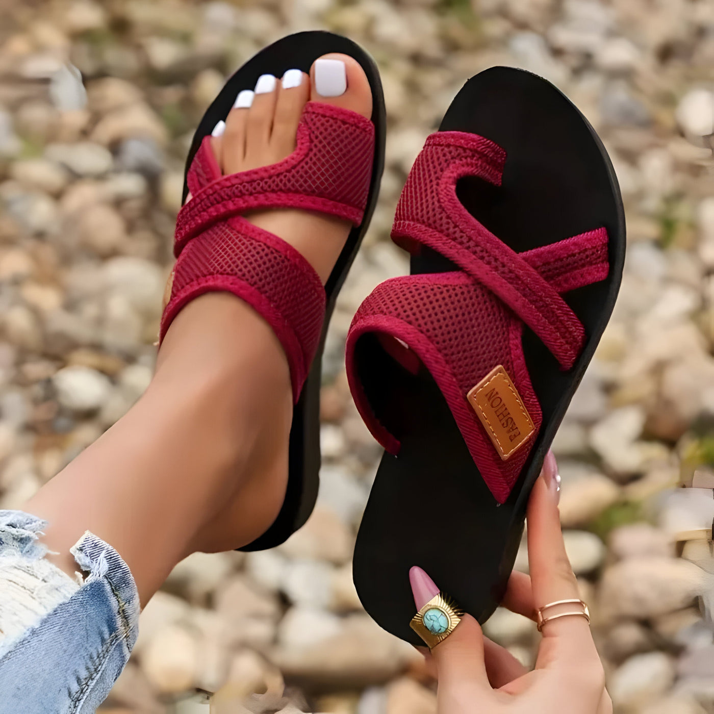 Dames Sandalen – Open Teen – Ademend Mesh – Verstelbare Bandjes – Comfort Voetbed