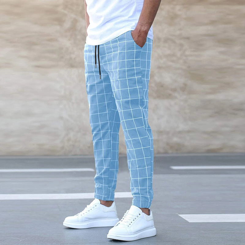 Heren Joggingbroek – Slim Fit – Ademende Stof – Ruitpatroon – Elastische Boorden