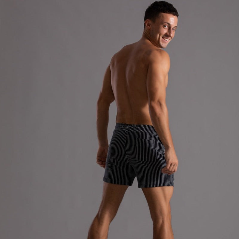 Heren Korte Broek – Slim Fit – Ademende Stretchstof – Elastische Taille Met Koord