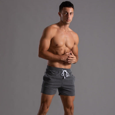 Heren Korte Broek – Slim Fit – Ademende Stretchstof – Elastische Taille Met Koord