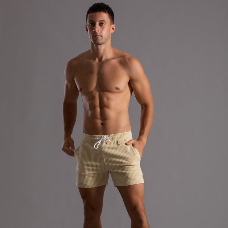 Heren Korte Broek – Slim Fit – Ademende Stretchstof – Elastische Taille Met Koord