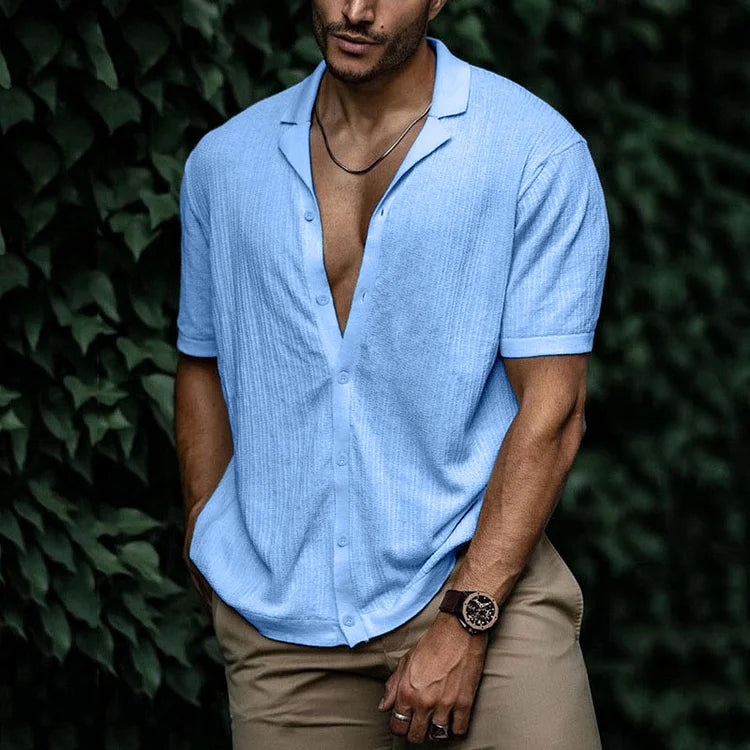 Heren Overhemd – Relaxed Fit – Korte Mouw – Ademende Stof – Button-Up Casual Model