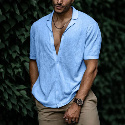 Heren Overhemd – Relaxed Fit – Korte Mouw – Ademende Stof – Button-Up Casual Model