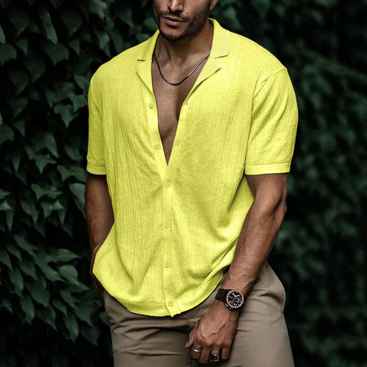 Heren Overhemd – Relaxed Fit – Korte Mouw – Ademende Stof – Button-Up Casual Model