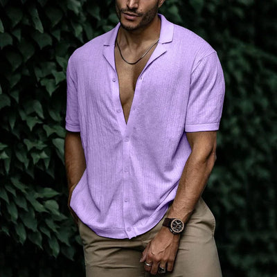 Heren Overhemd – Relaxed Fit – Korte Mouw – Ademende Stof – Button-Up Casual Model