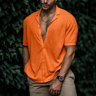 Heren Overhemd – Relaxed Fit – Korte Mouw – Ademende Stof – Button-Up Casual Model