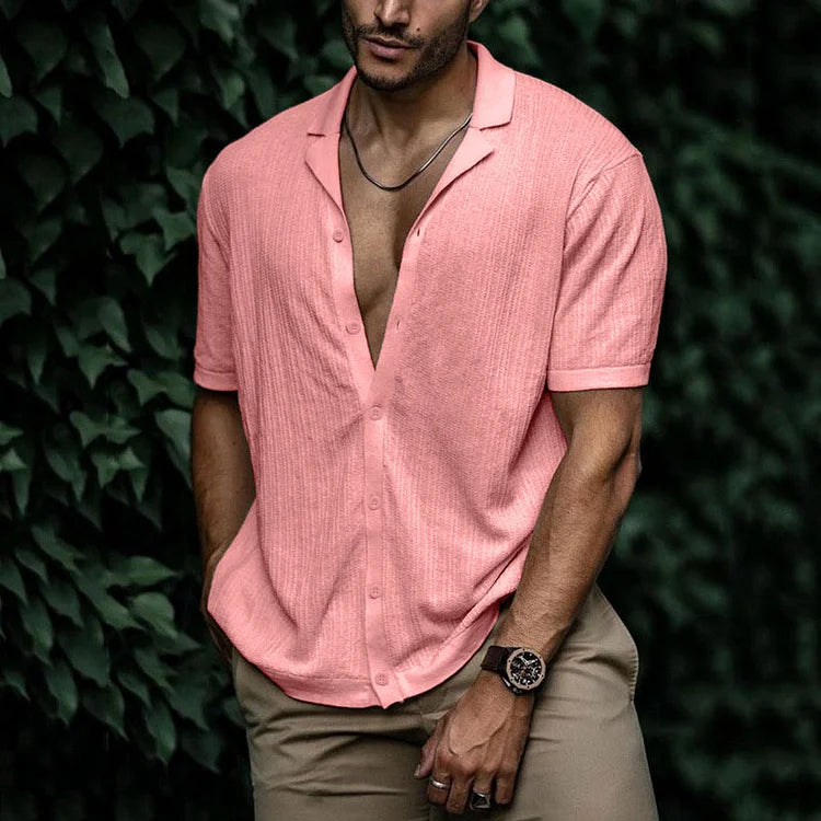 Heren Overhemd – Relaxed Fit – Korte Mouw – Ademende Stof – Button-Up Casual Model