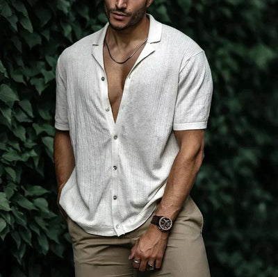 Heren Overhemd – Relaxed Fit – Korte Mouw – Ademende Stof – Button-Up Casual Model