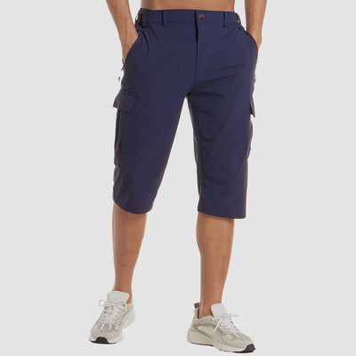 Heren Cargo Shorts – Rechte Pasvorm – Ademend Materiaal – Knie Lengte – Met Rits en Opbergzakken
