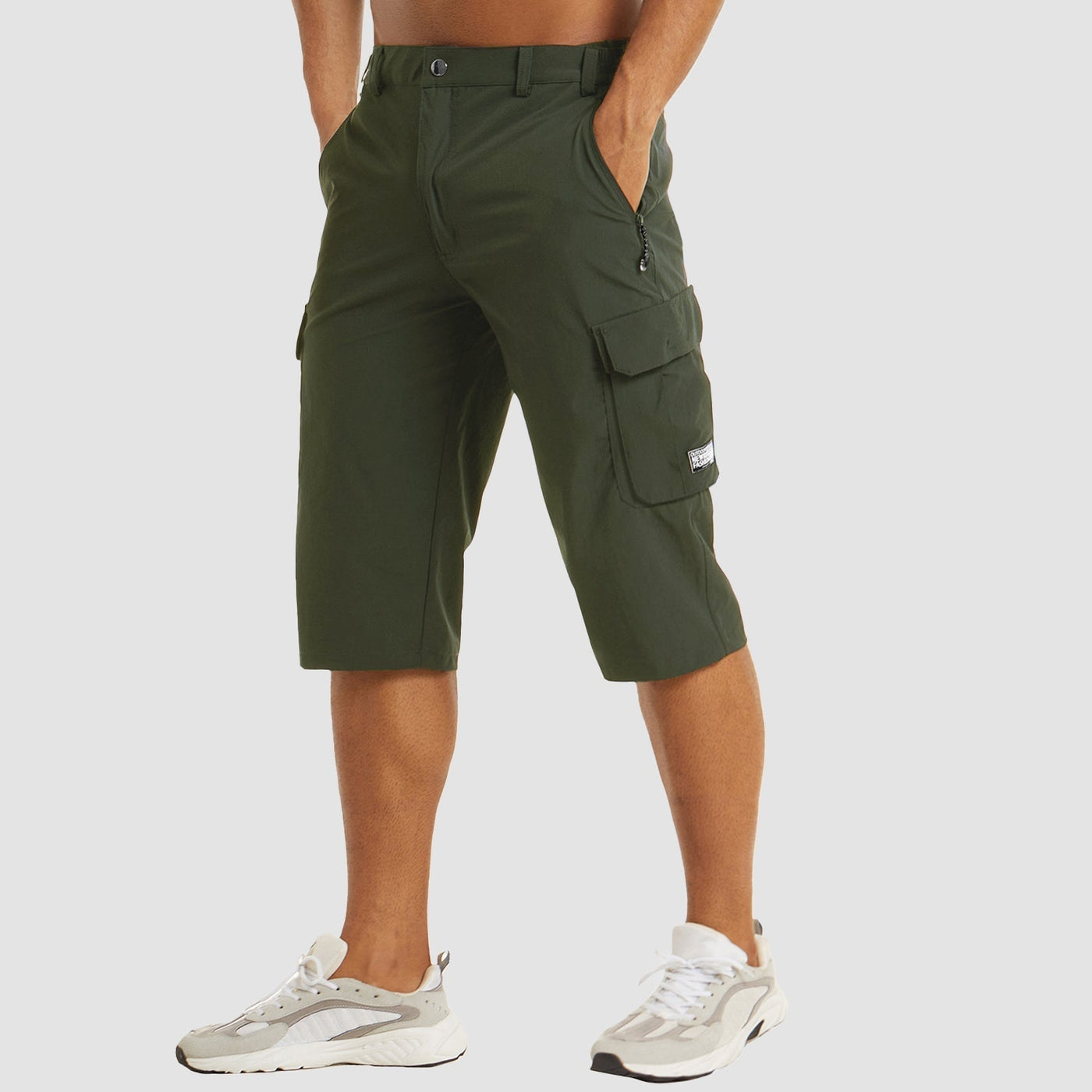 Heren Cargo Shorts – Rechte Pasvorm – Ademend Materiaal – Knie Lengte – Met Rits en Opbergzakken