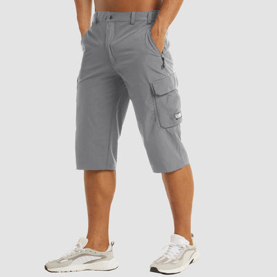 Heren Cargo Shorts – Rechte Pasvorm – Ademend Materiaal – Knie Lengte – Met Rits en Opbergzakken