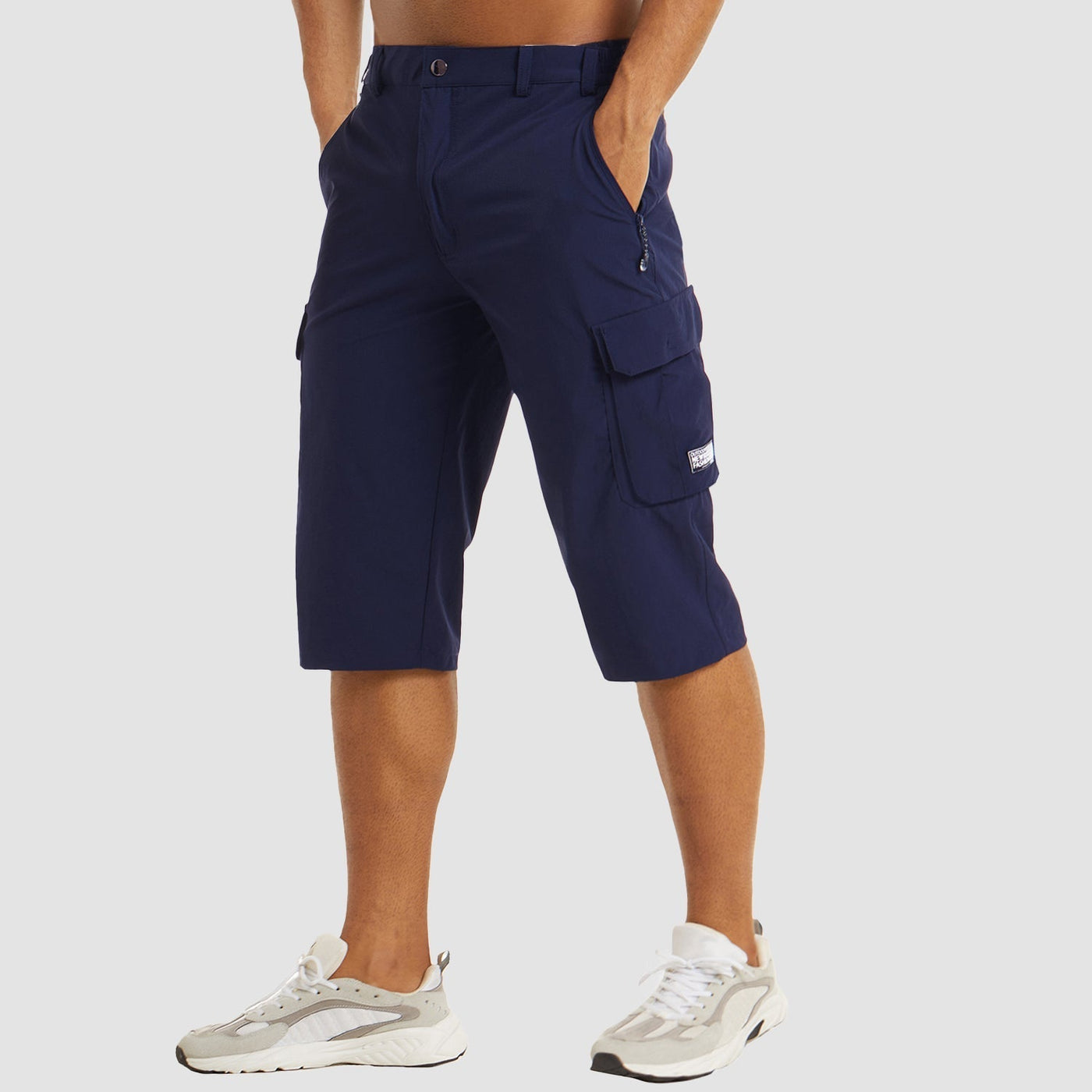 Heren Cargo Shorts – Rechte Pasvorm – Ademend Materiaal – Knie Lengte – Met Rits en Opbergzakken