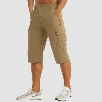 Heren Cargo Shorts – Rechte Pasvorm – Ademend Materiaal – Knie Lengte – Met Rits en Opbergzakken