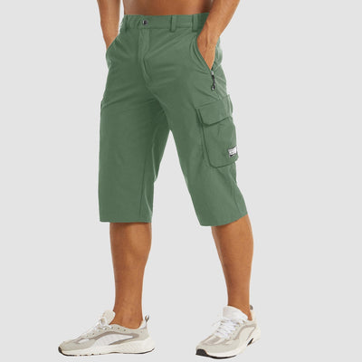 Heren Cargo Shorts – Rechte Pasvorm – Ademend Materiaal – Knie Lengte – Met Rits en Opbergzakken
