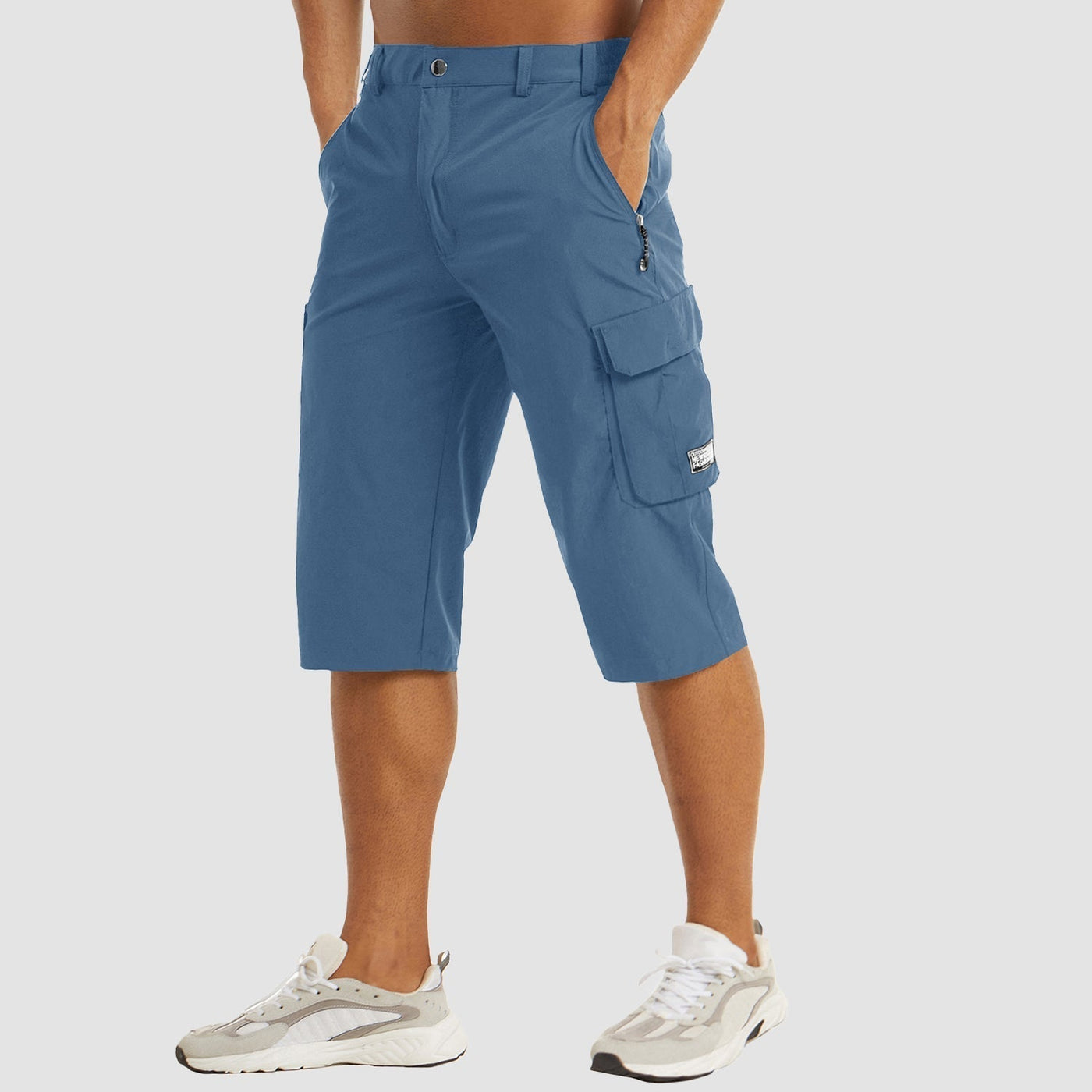 Heren Cargo Shorts – Rechte Pasvorm – Ademend Materiaal – Knie Lengte – Met Rits en Opbergzakken