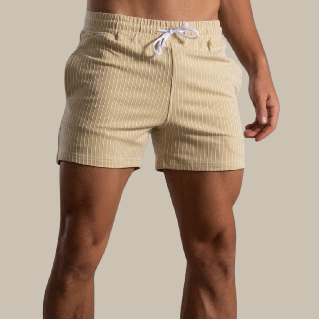 Heren Korte Broek – Slim Fit – Ademende Stretchstof – Elastische Taille Met Koord