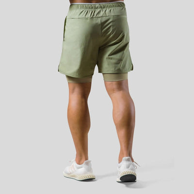 Heren sportshort – 2-in-1 design – ademende stof – compressie binnenbroek – zak met ritssluiting