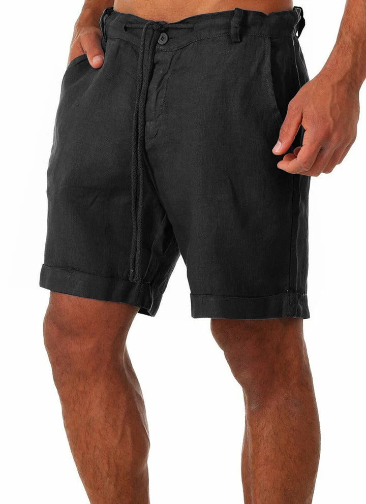 Heren Shorts – Relaxed Fit – Ademend Natural Fibers – Trekkoord – Middellang Model