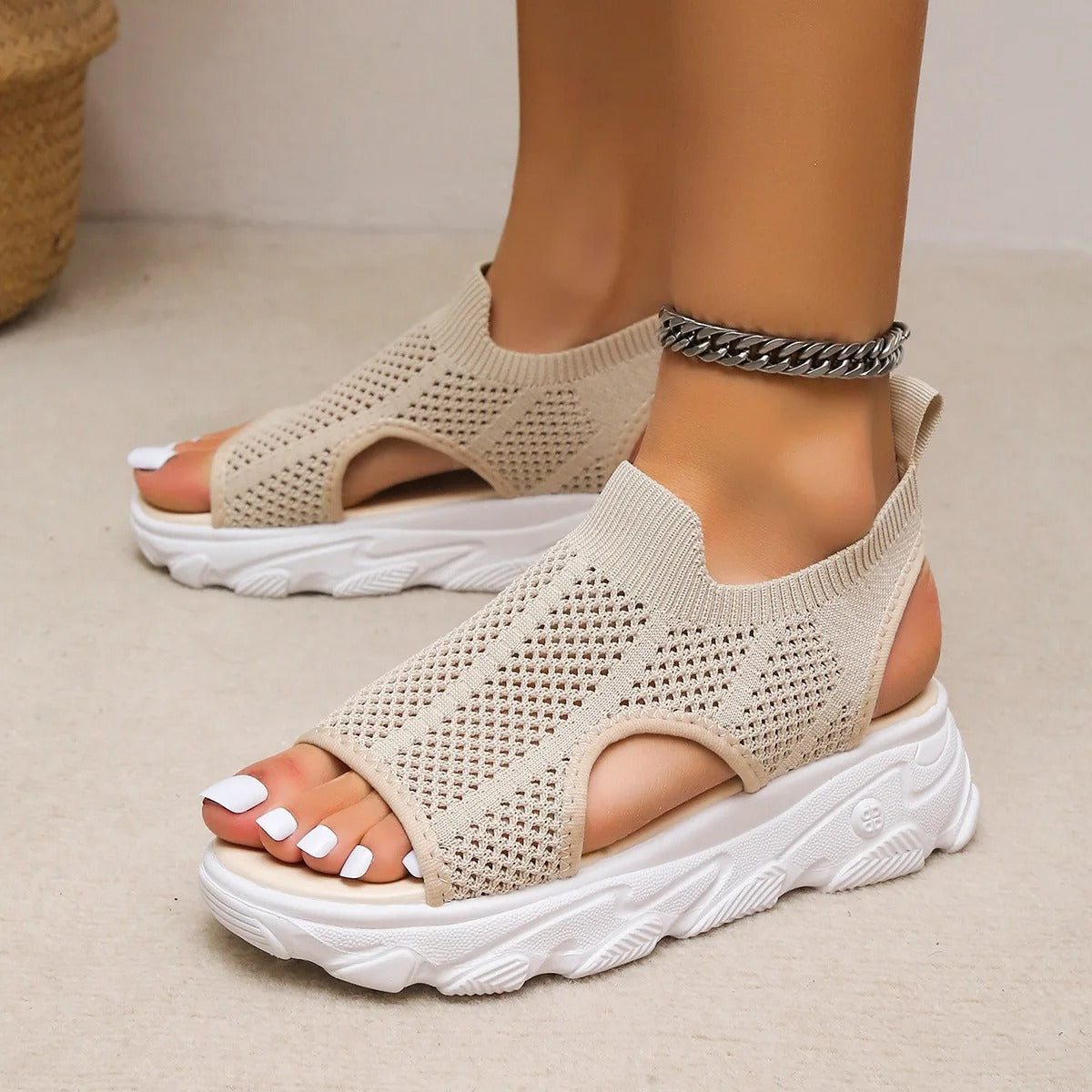 Dames Sandalen – Open Teen – Ademend Mesh – Chunky Zool – Sportief en Comfortabel