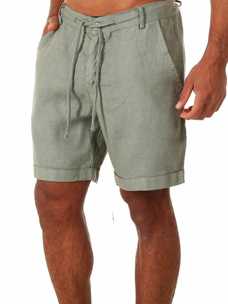 Heren Shorts – Relaxed Fit – Ademend Natural Fibers – Trekkoord – Middellang Model